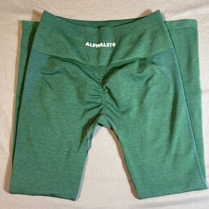 Alphalete Scrunch Butt Leggings Large Forest Green Mid Rise Compression Gym